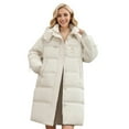 thumbnail image 1 of Povozer Women's Long Winter Coat Puffer Warm Jacket with Hood(White,L), 1 of 5