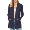 thumbnail image 1 of Povozer Women's Open Front Casual Long Sleeve Knit Classic Sweaters Cardigan with Pockets(Navy,XXL), 1 of 5