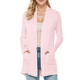 thumbnail image 1 of Povozer Women's Open Front Casual Long Sleeve Knit Classic Sweaters Cardigan with Pockets(Pink,XXL), 1 of 6