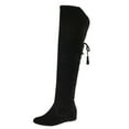 thumbnail image 1 of Povozer Women's Over The Knee Thigh High Boots Lace up Flat Boot Long Riding Boots(Black,8), 1 of 5