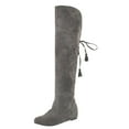 thumbnail image 1 of Povozer Women's Over The Knee Thigh High Boots Lace up Flat Boot Long Riding Boots(Gray,9), 1 of 5