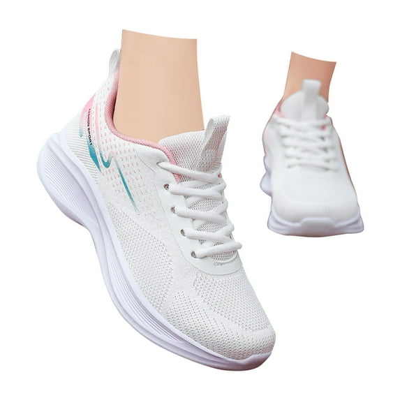 Povozer Women's Shoes Walking Lightweight Tennis Fashion Sneakers Sports Workout Gym Shoes for Running(White,8.5)