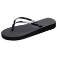 thumbnail image 1 of Povozer Women's T-strap Thong Flat Flip Flops Casual Thin Strap Sandals for Summer(Black,8), 1 of 6