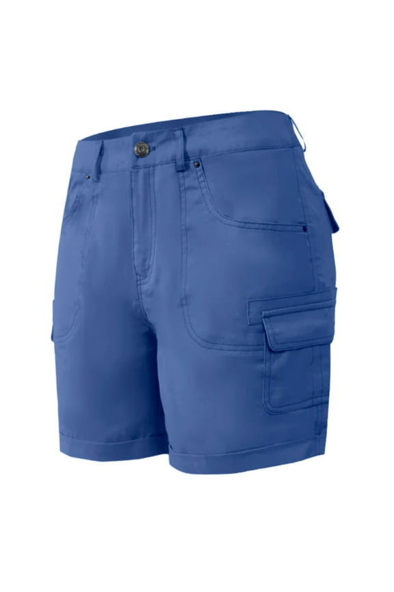 Womens 9" Bermuda Short,Womens Stretch Twill Shorts Plus Size Thin Waist Pull on Regular Hiking Shorts Summer Casual with Pockets(Blue,XXL)