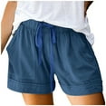 thumbnail image 1 of Povozer Womens Casual Shorts Ruffle Hot Pants, Paperbag Elastic Waist Shorts with Pockets(Light blue,M), 1 of 2