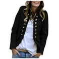 thumbnail image 1 of Povozer Womens Double Button Front Military Style Blazer Ladies Formal Jacket(Black,M), 1 of 5