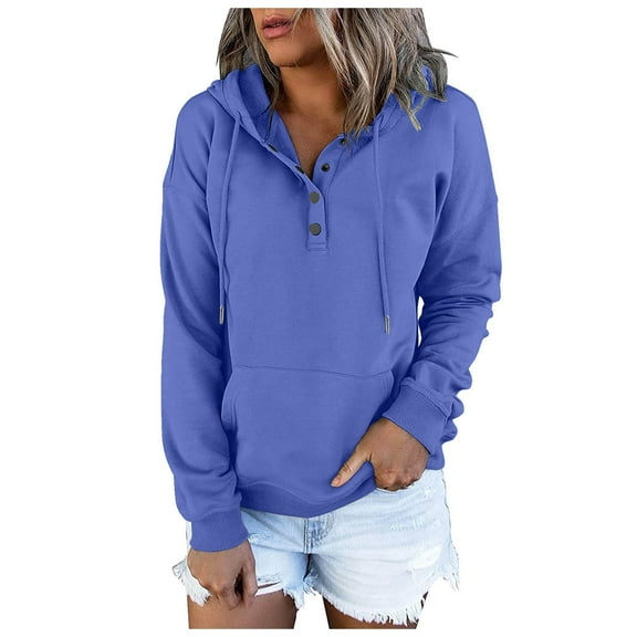 Povozer Womens Hoodies Sweatshirts Pullover Fleece Sweaters Long Sleeve(Blue,M)