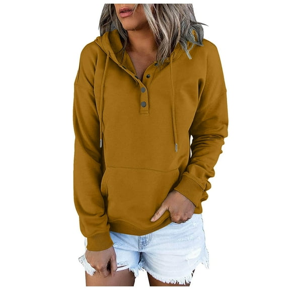 Povozer Womens Hoodies Sweatshirts Pullover Fleece Sweaters Long Sleeve(Brown,M)