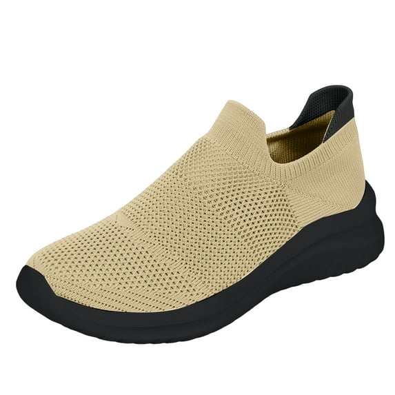 Povozer Womens Running Shoes Women Shoes Lightweight Mesh Outdoor Sneakers Non Slip Casual Running Shoes(Khaki,7.5)