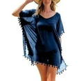 thumbnail image 1 of Povozer Womens Swimsuit Cover up Hollow out Swimwear Beach Bathing Suit Bikini Coverups(Navy,One Size), 1 of 3