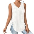 thumbnail image 1 of Povozer Womens Tank Tops V Neck Eyelet Embroidery Casaul Sleeveless Shirts(White,M), 1 of 5