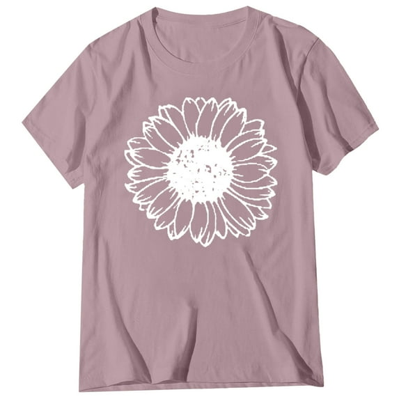 Povozer Womens Tshirt Graphic Tees Crew Neck Summer Short Sleeve Loose Fit Tops(Pink,M)