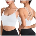 thumbnail image 1 of Povozer Womens Y Back Sports Bras Spaghetti Straps Racerback Padded Yoga Bra(White,2XL), 1 of 5
