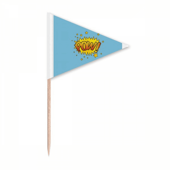 Pow Exclamation Stars Art Deco Fashion Toothpick Triangle Cupcake Toppers Flag