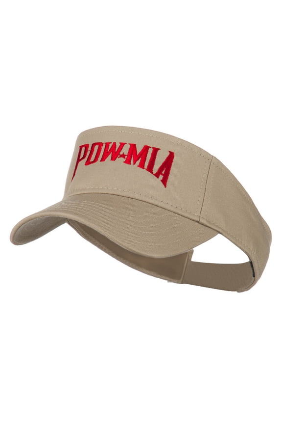 Pow Mia Embroidered Twill Sun Visor - Khaki OSFM