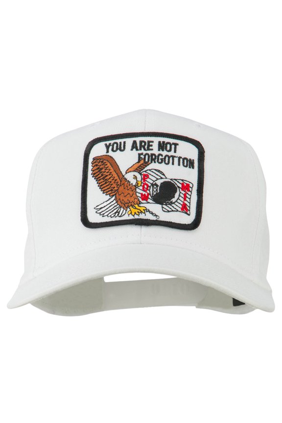 Pow Mia Not Forgotten Military Patch Cap - White OSFM