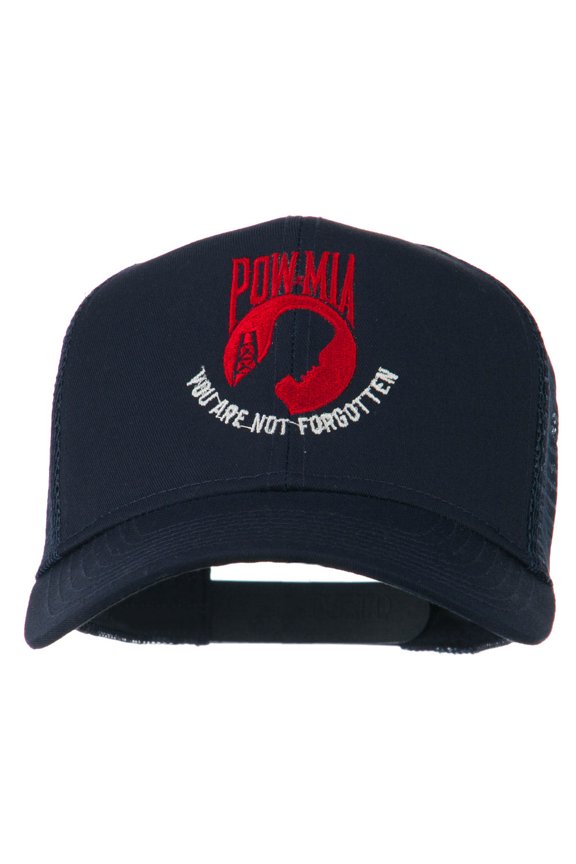 Pow Mia Symbol Embroidered Twill Mesh Cap - Navy OSFM