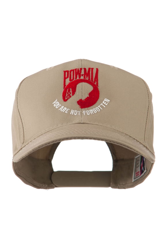 Pow Mia Symbol with Wording Embroidered Cap - Khaki OSFM