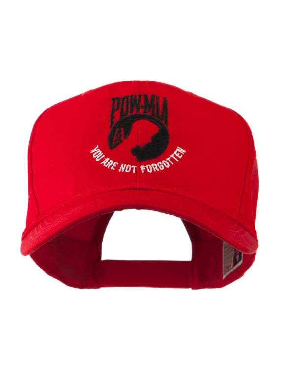 Pow Mia Symbol with Wording Embroidered Cap - Red OSFM
