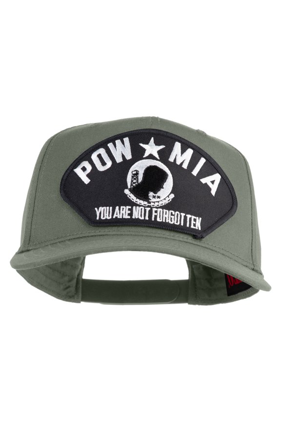 Pow Mia You Are Not Forgotten Patched Solid Cotton Twill 5 Panel Prostyle Snap Cap - Grey OSFM