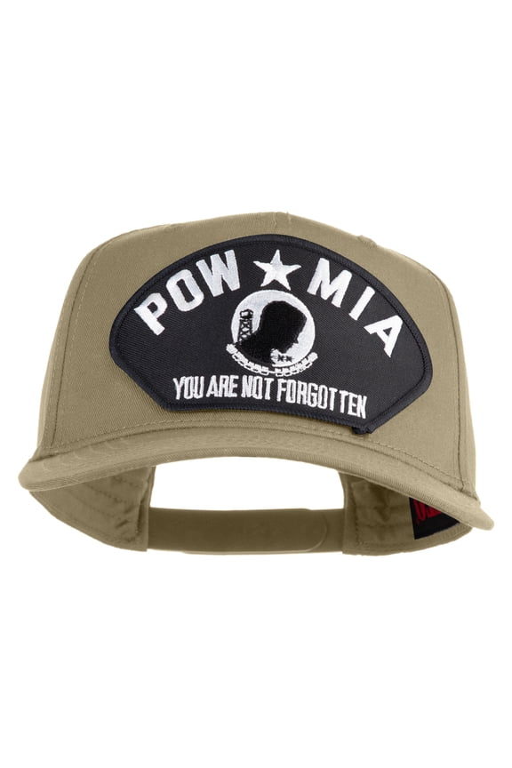 Pow Mia You Are Not Forgotten Patched Solid Cotton Twill 5 Panel Prostyle Snap Cap - Khaki OSFM