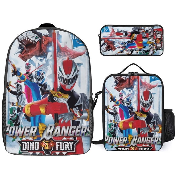 Pow-ers Anime Rang-er 3 Pcs Backpack Set With Lunch Bag And Pencil Case Casual Bookbag Lunch Box Pencil Box