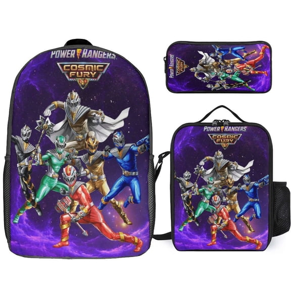 Pow-ers Anime Rang-er 3 Pcs Backpack Set With Lunch Bag And Pencil Case Casual Bookbag Lunch Box Pencil Box