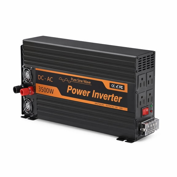 PowMr 3500W Pure Sine Wave Power Inverter 24V to 110V-120V with Smart Protection, Remote Control Panel, USB Port & Dual AC Outlets for Home, RV, and Emergency Backup