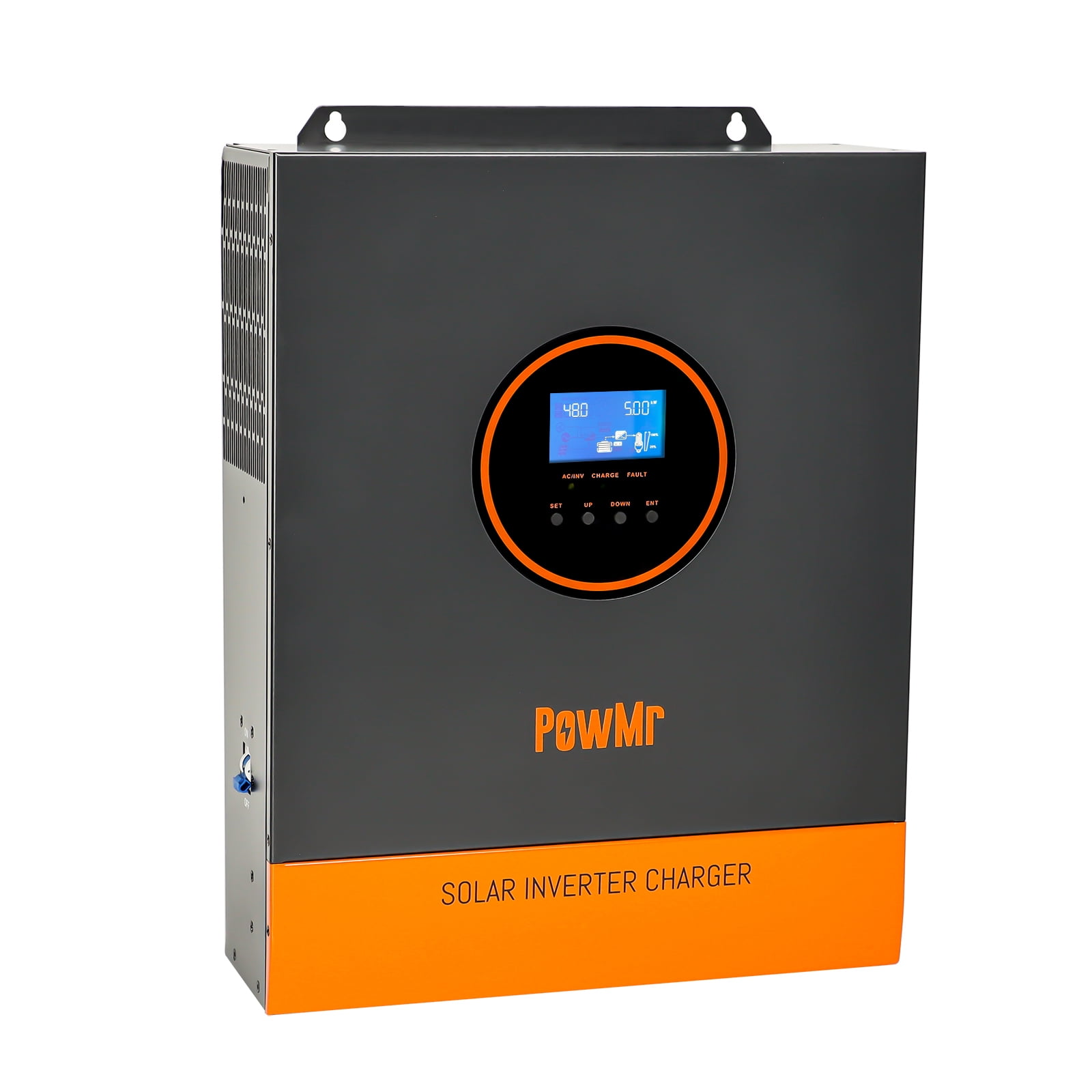PowMr 5000W 48V Hybrid Solar Inverter 110V Off Grid 80A MPPT Controller Max PV 500V LCD Display For Flooded Lead-acid Vented Sealed Gel NiCd Lithium Battery