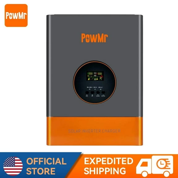 PowMr 5000W 48V Low Frequency Hybrid Solar Inverter 110V 220V Split Phase Off Grid 120A MPPT Controller Max PV 150V LCD Display For Flooded Lead-acid Vented Sealed Gel NiCd Lithium Battery