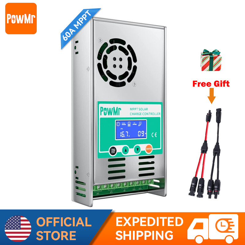 PowMr 60A MPPT Solar Battery Charg Controller 48V 36V 24V 12V Auto LCD Backlight