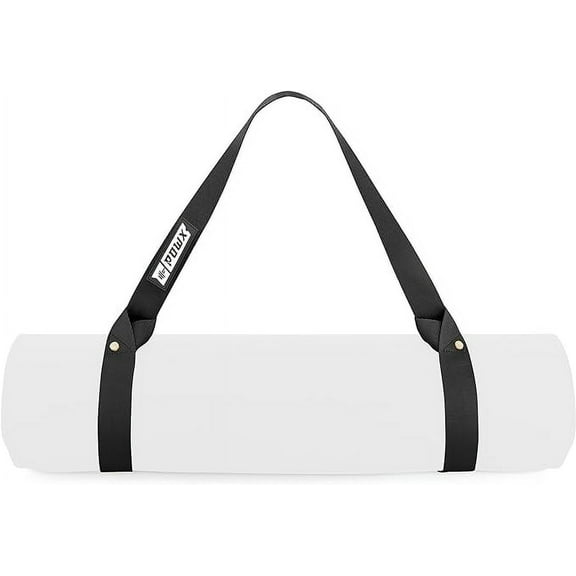 PowX Yoga Strap for Carrying Mat – Nylon Yoga Mat Straps for Carrying Your Mat Anywhere & Using as a Stretching Strap – Extra-Long Yoga Mat Strap for Any Mat, 1.5x63 In. (Black)