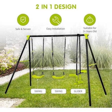 CAMSCH Triple Metal Swing Set , 2 Swings, 70.87 in Height