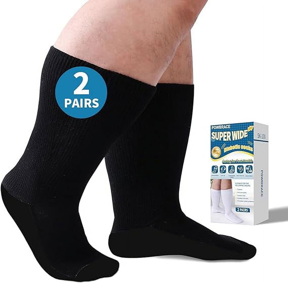 Powbrace 2 Pairs Super wide Diabetic socks for Men,Non Slip Socks ...