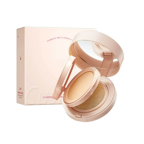 Cushion Foundation, Air Cushion Makeup, 2 In 1 Double Layer Air Cushion Cream and Setting Powder, Oil Control, Long Lasting Coverage, Lightweight and Breathable Texture, Suitable for All Skin Types