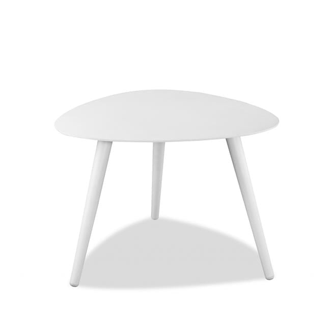 Contemporary Triangular White Stone & Metal Side Table