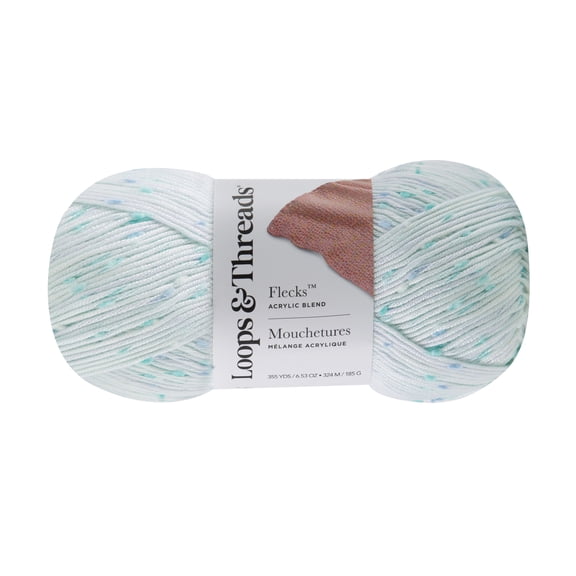 Loops & Threads Powder Blue Flecks Yarn - Medium Weight Yarn for Knitting, Crochet, Weaving, Arts & Crafts, 18 Pack