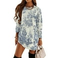 thumbnail image 1 of Powder Blue French Toile Picnic Designs Loose Dress Evening Dress Summer Dresses for Women Luxury Dress Long Sleeved Dress, 1 of 4