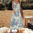 Powder Blue French Toile Picnic Designs Sleeveless Dress Women's skirt