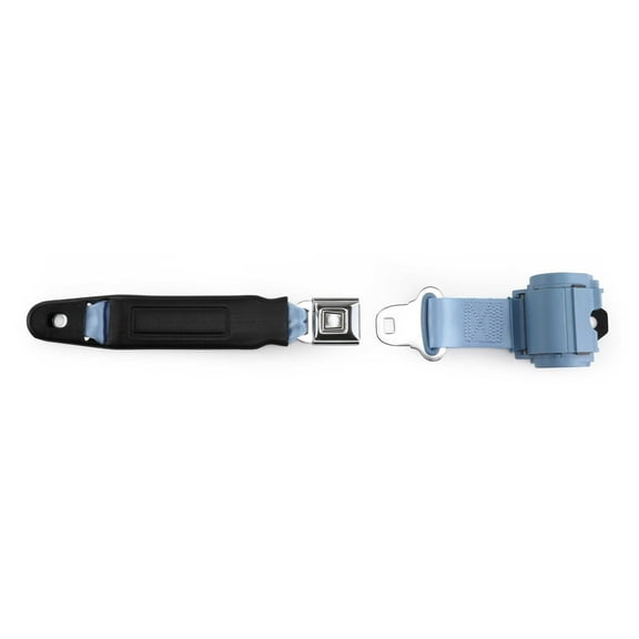 RetroBelt Powder Blue Push Button Retractable Lap Belt Bucket Seat with Hardware