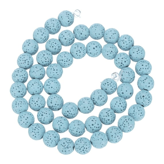 Powder Blue Volcanic Rock Beads 8mm Essential Oil Diffuser Stone, Loose Round Bead (1 Strand, 51pcs)