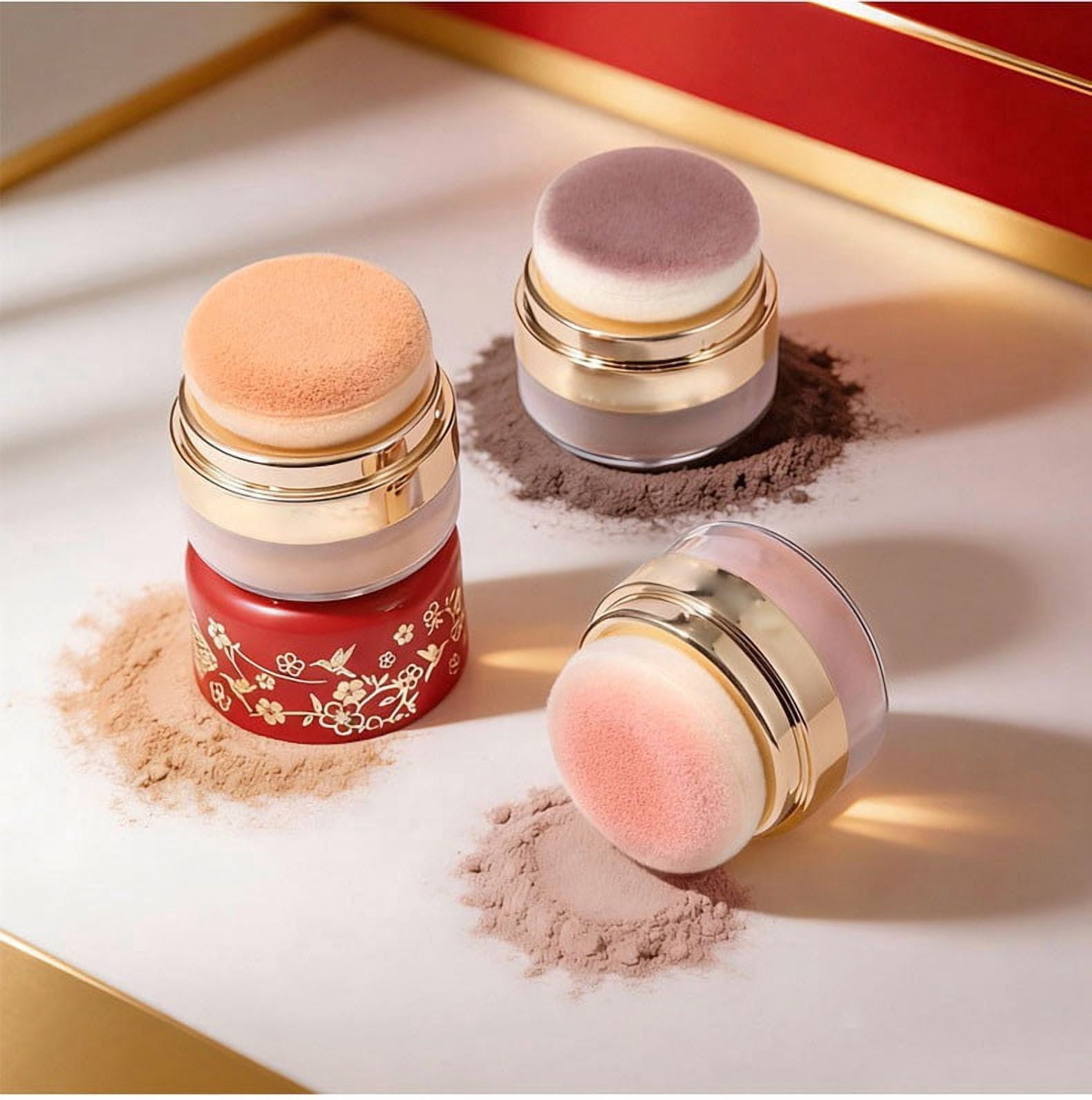 Powder Blusher Set,Shimmer Highlighter Powder, For Cheeks,Face & Body Highlighter Illuminator,Lightweight Brightening Makeup with Powder Puff