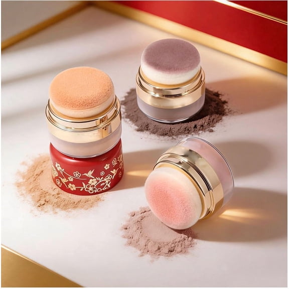 Powder Blusher Set,Shimmer Highlighter Powder, For Cheeks,Face & Body Highlighter Illuminator,Lightweight Brightening Makeup with Powder Puff