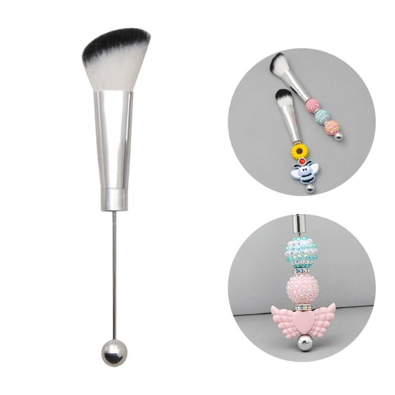 Powder Brush Make up Brushes Tool ,Portable, Metal Tube, Blush Brushes, Beaded Face Brush for Contouring Blending Face Powder Blending Makeup Style A