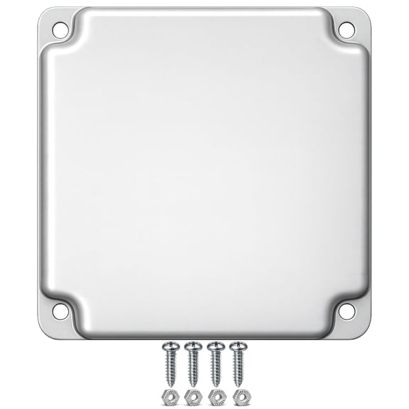 Powder-Coated Blank 4" Square Electrical Box Cover, Decorator, Exposed Work Switch, Crushed Corners, Metal Galvanized Steel 2-Gang Outlet Junction Box Cover