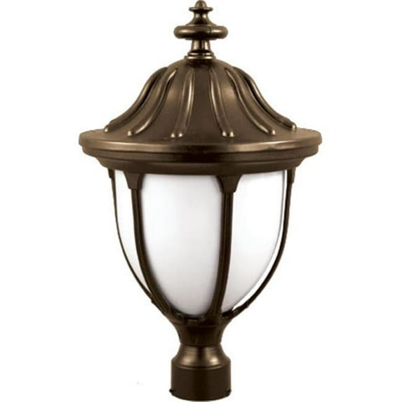 Powder Coated Cast Aluminum Post Top Light Fixture, Bronze - 21.38 x 12.50 x 12.50 in.