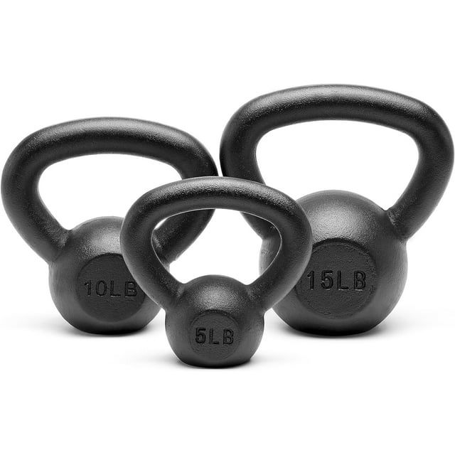 Powder Coated Solid Cast Iron Kettlebell Weights Set 5, 10 15, 20, 25