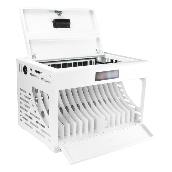 Powder Coated Surface - Charge 16 Devices - Office/Library/Classroom - Secure Lock Box Included