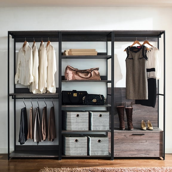 Powder Coated Walk-in Closet With Extended Storage Capacity Metal, Extra Deep Compartments, Water & Heat , Stain Scratch E0 Board