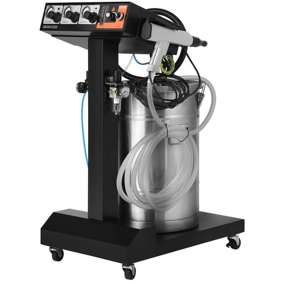 Powder Coating System, 50 W 100KV Electrostatic Output Powder Coating Kit with 50L Powder Hopper, 450g Per Minute Powder Coating Machine with Spray Gun and Trolley Base, for Indoor and Outdoor